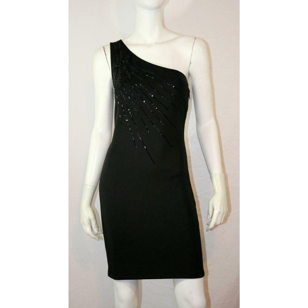 Love Stitch Asym Beaded Sequin One Shoulder Dress